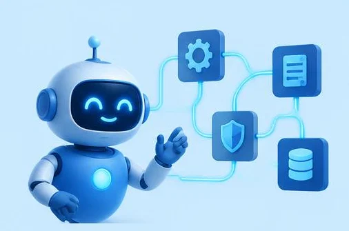 A friendly security automation robot and workflow nodes