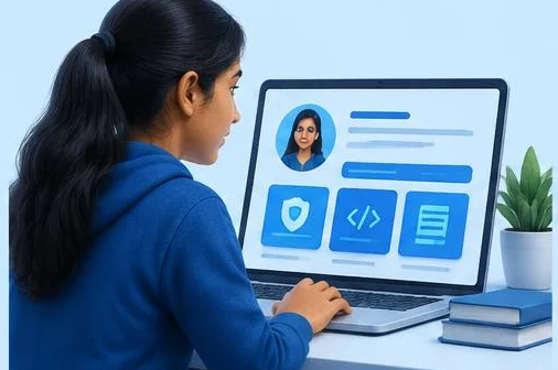 A student showcasing technical projects on a professional profile
