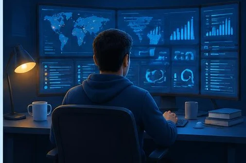 A learner progressing toward professional SOC work in a security operations lab