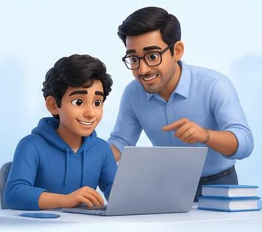 A mentor helping a student solve a technical problem