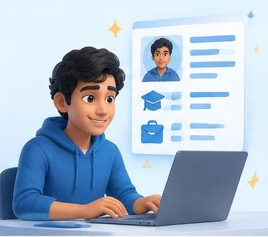 A student building a professional profile